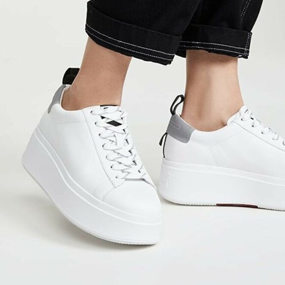 NEW ASH Leather Move Strass Platform Sneakers White/beige for women 7257mj4 - Picture 1 of 8